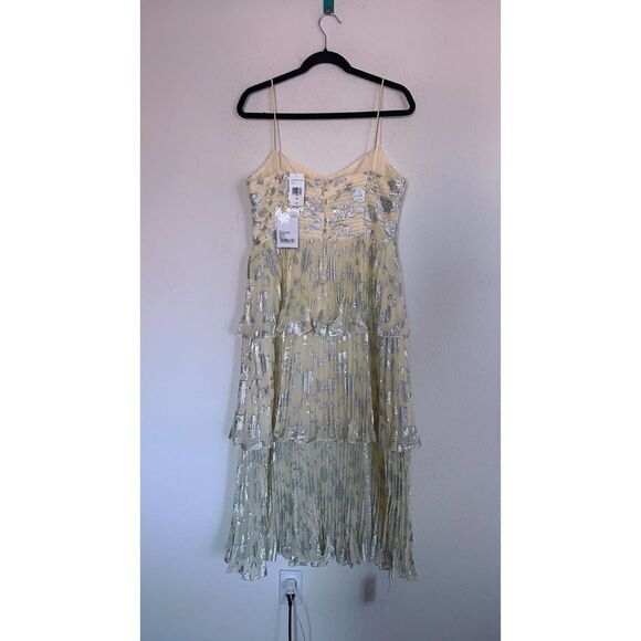 self-portrait metallic jacquard midi dress US10 - Picture 9 of 12